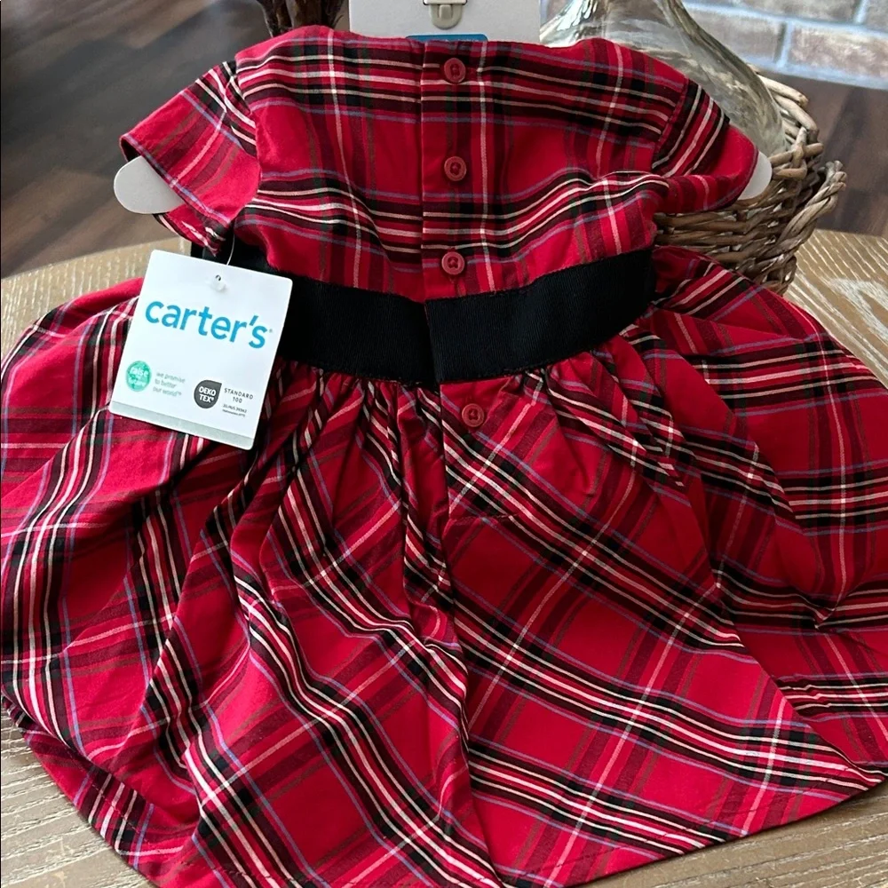 NWT! Baby Girl Carter's Red & Black Plaid Baby Holiday Dress